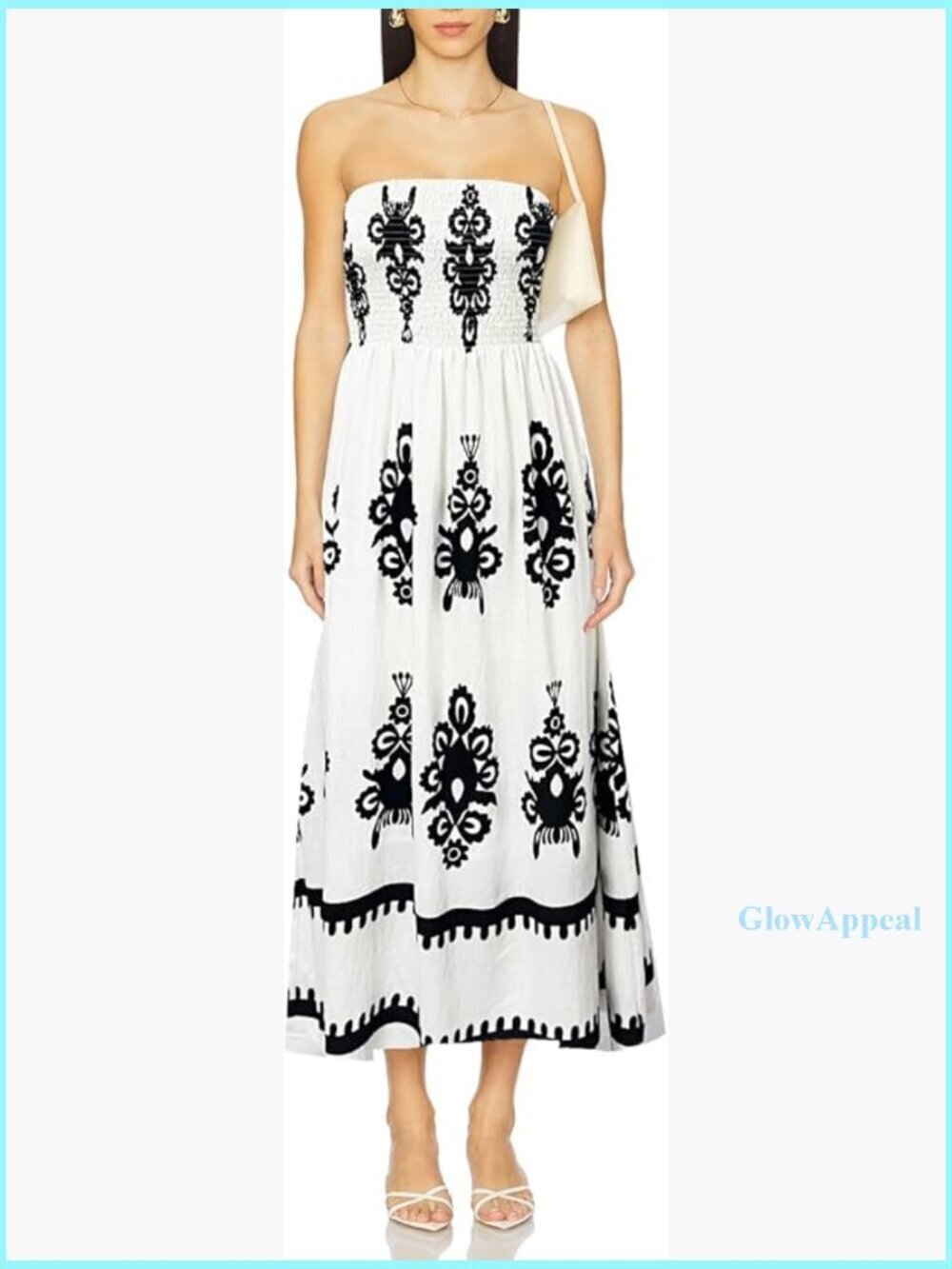 Strapless Maxi Dress with Pockets, Flowy Boho Sundress, Loose Fit